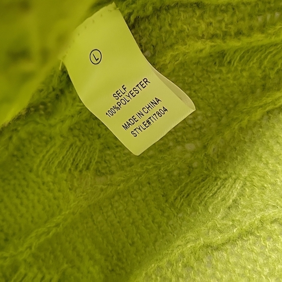 Fashion Nova Knit Green V Neck Collared Sweater Size Large - Picture 5 of 6